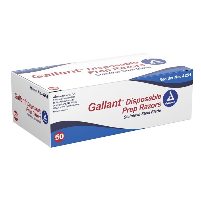 Razor Surgical Prep Gallant® Single Stainless Steel Blade Disposable (50/BX 5BX/CS) by Dynarex Corporation  ID 4251